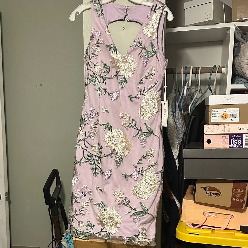 Floral Embroidered Lavender Dress